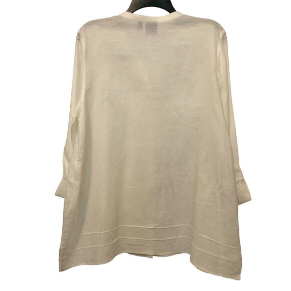 Rafaella Cream Ivory Linen Blouse Roll Tab Large - Picture 5 of 8